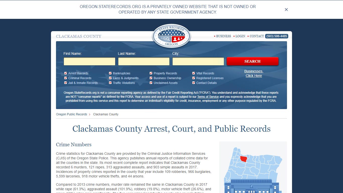 Clackamas County Arrest, Court, and Public Records